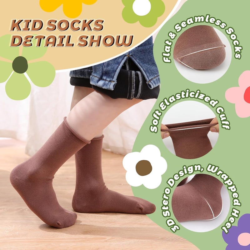 JAKIDAR Girls Crew Seamless Socks Kids Casual Dress Cotton Socks 6 Pairs - Image 5